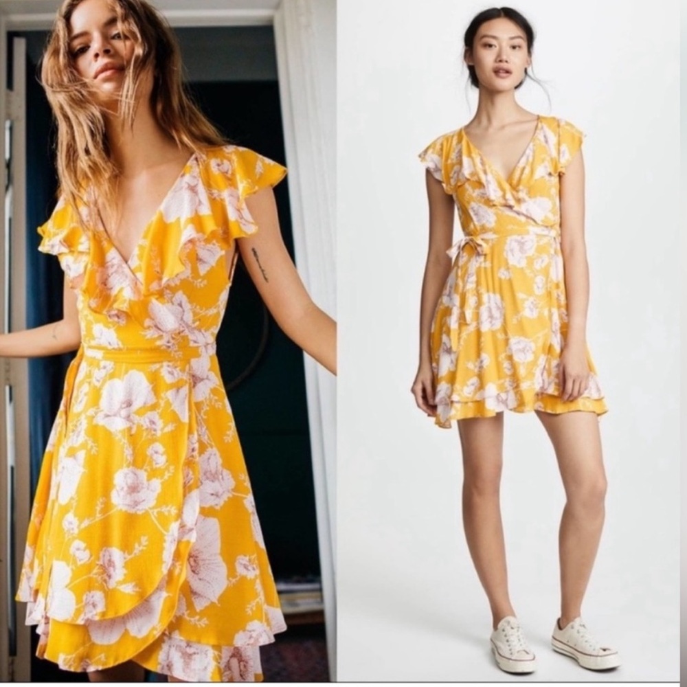Free People Yellow Floral Mini Dress